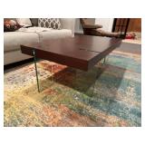 Modern Mahogany & Glass Coffee Table Set