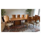 Maple Finish Dining Table & 12 Chairs Set