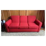 Red Upholstered Three Seat Sofa