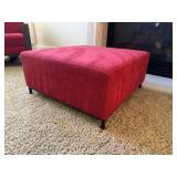 Modern Red Upholstered Square Ottoman