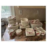 Red Vanilla China Dinnerware Set, Large Group