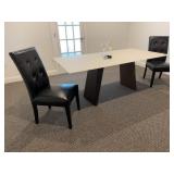 Trica Glass Top Table & Two Black Side Chairs