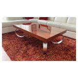 Modern Italian Burl Top Aluminum Coffeeï¿½Table