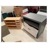 Two Storage Cabinets, Grey & Wood