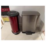 Two Stainless Steel Trash Cans