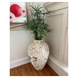 Stone-Like Vase with Full Floral Arrangement