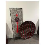 Asian Style Decor Screen & Lacquer Wall Plate