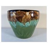Green & Brown Drip Stoneware Planter