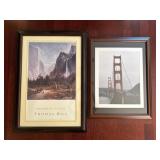 Two Framed Prints: Yosemite Valley & Bridge