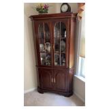 Cherry Corner Cupboard, 12 Glass Panels, 76"