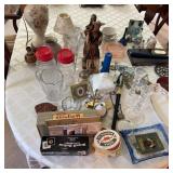 Lamp, Trays, Depression Glass &B