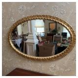 Modern Oval Wall Mirror with Gold Frame