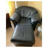 Black Leather Chair & Ottoman