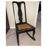 Wooden Rocking Chair with Cane Seat, 33 x 16