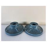 Rookwood Pottery Blue Candlesticks Pair 2472