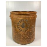Antique Stoneware Crock with Blue "4" & Snowflak