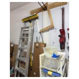 Garage Ladder, Broom, Edger & Storage Bins