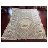 Antique Crochet Bedspread with Peacock Motif