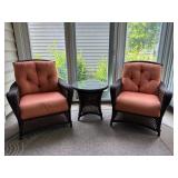 3-Piece Faux Wicker Patio Set with Glass Top