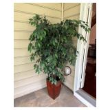 Faux Tree in Wooden Planter, 70 Inches Tall