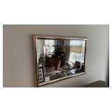 Modern Double Glass Wall Mirror with Gold-Tin