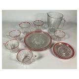 Hazel Atlas Red Rim Depression Glass Set