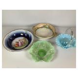 Porcelain & Opalescent Glass Decorative Bowls