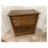 Antique Oak Wash Stand with Glass Drawer Pull