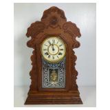 Ansonia Oak Gingerbread Mantel Clock