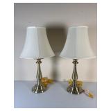 Pair 24-Inch Brushed Metal Table Lamps