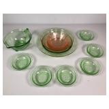 Depression Glass Bowls & Dishes, Pink & Green