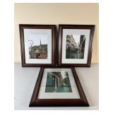 3 Framed Photos of France, 17" x 14"