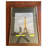Framed Print of Eiffel Tower & Statue ofLib