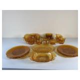 Amber Depression Glass Dish Lot