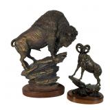 Resin Bison & Ram Sculptures