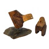Two Hand Carved Bald Eagle Figures