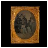Quarter Plate Tintype of Five Soldiers