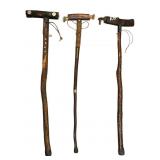 3 Unique Handcrafted Walking Sticks