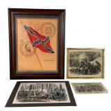 4 Civil War Themed Framed & Loose Art