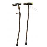 Two Hand Crafted Walking Sticks