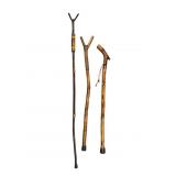 3 Handcrafted Wood Walking Sticks & Cane