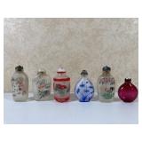 6 Cameo & Reverse Painted Snuff Bottles