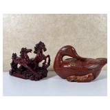 Composition Horse Sculpture & Asian Duck Box