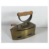 Vintage Sat Iron With Wooden Handle