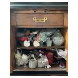 Sideboard Contents with Glassware & Candleholder
