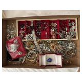 Tray Lot of Costume Jewelry with Sterling & Enamel