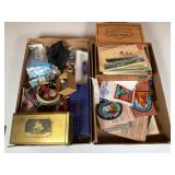 Box Lot of Memorabilia, Pins & Patches