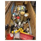 Large Wooden Storage Box & Contents