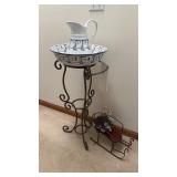 Metal Wash Stand with Porcelain Bowl & Pitch
