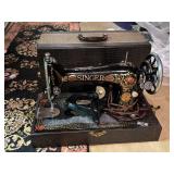 Antique Singer Portable Sewing Machine & Case